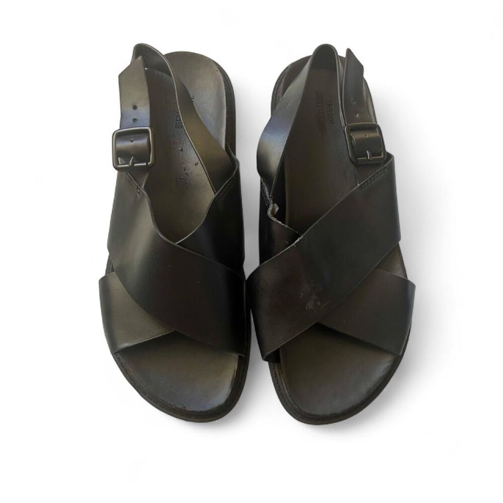 Urban Outfitters Minimalist Black Leather Chunky Sandals